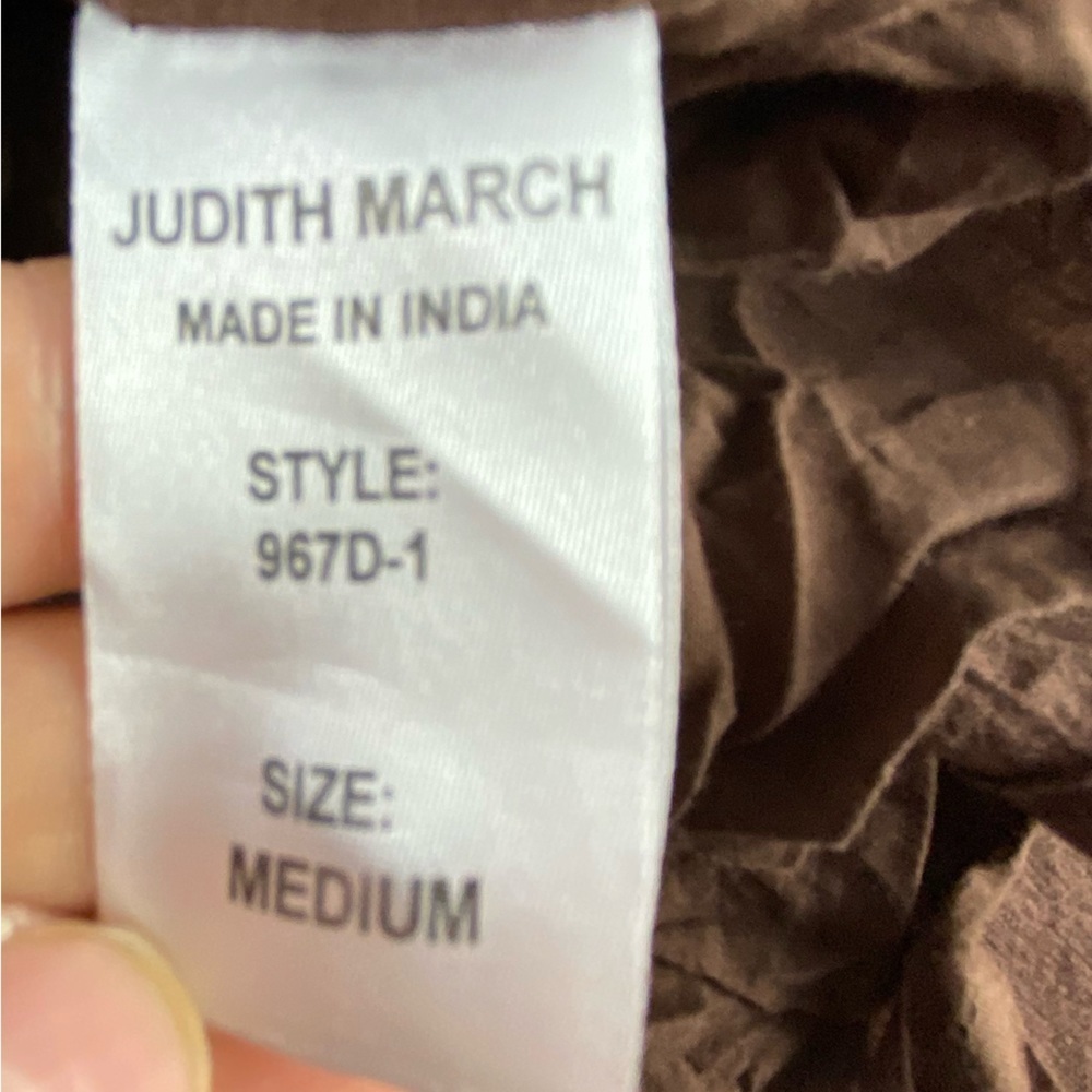 Judith March Peasant Bohemian Tab Sleeve Brown Embroidered Floral Swing Dress, M - Picture 5 of 9